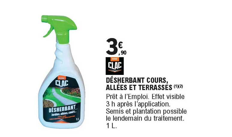désherbant cours allées et terrasses clac
