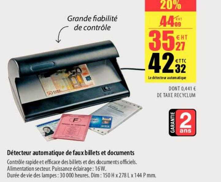 détecteur automatique de faux billets et documents
