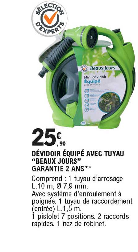 dévidoir équipé avec tuyau beaux jours