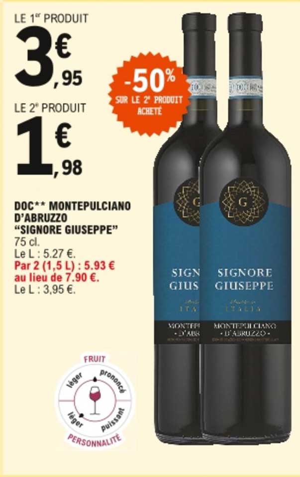 doc montepulciano d'abruzzo signore giuseppe -50% sur le 2e produit acheté
