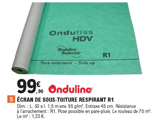 écran de sous - toiture respirant r1 onduline