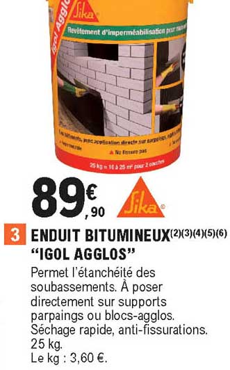enduit bitumineux "igol agglos" sika