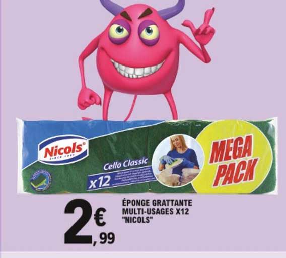 éponge grattante multi-usages x12 nicols