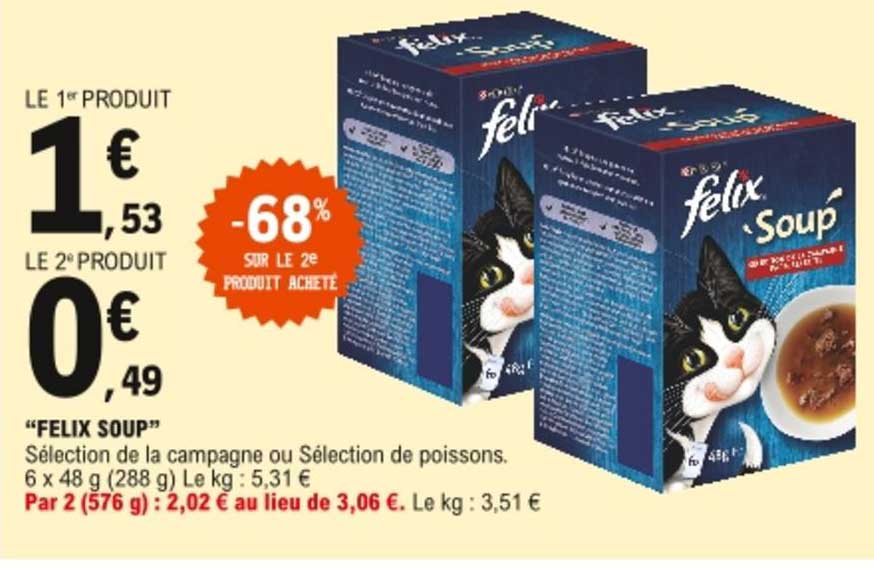 felix soup -68% sur le 2e produit acheté