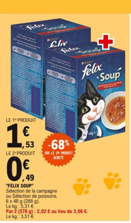 felix soup -68% sur le 2e produit acheté