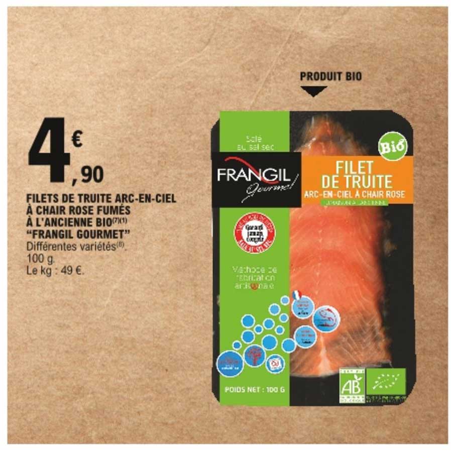 filets de truite arc-en-ciel à chair rose fumés à l'ancienne bio frangil gourmet