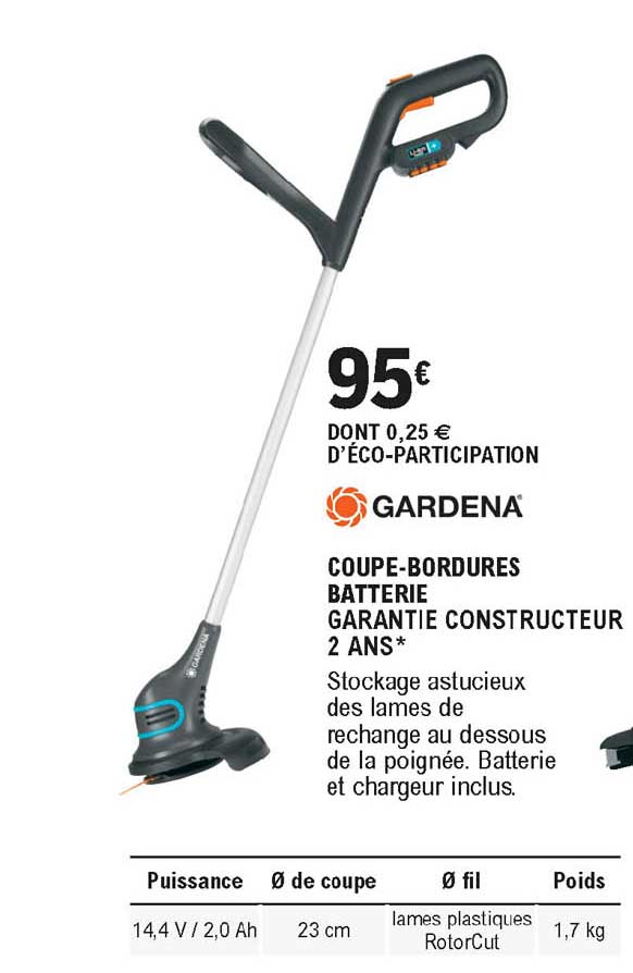 gardena coupe-bordures batterie garantie constructeur 2 ans