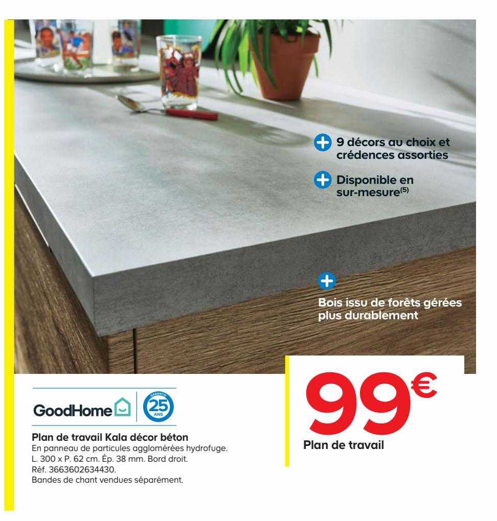 goodhome pland de travail kala décor béton