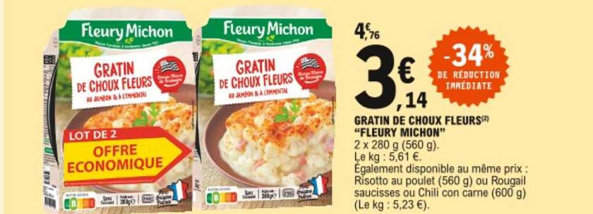 gratin de choux fleurs fleury michon -34% de réduction immédiate