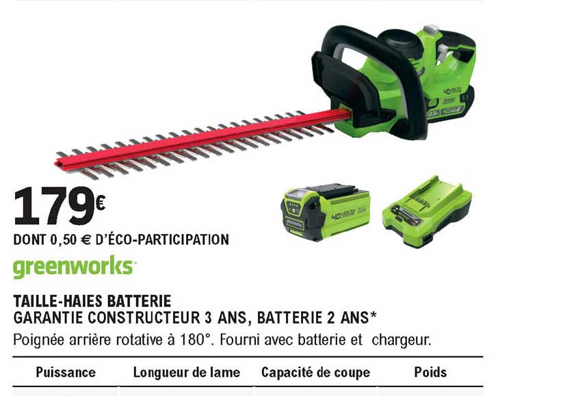 greenworks taille-haies batterie