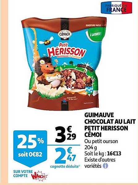 Guimauve Chocolat Au Lait Petit Herisson Cémoi