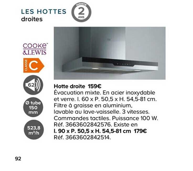 hotte droite cooke&lewis