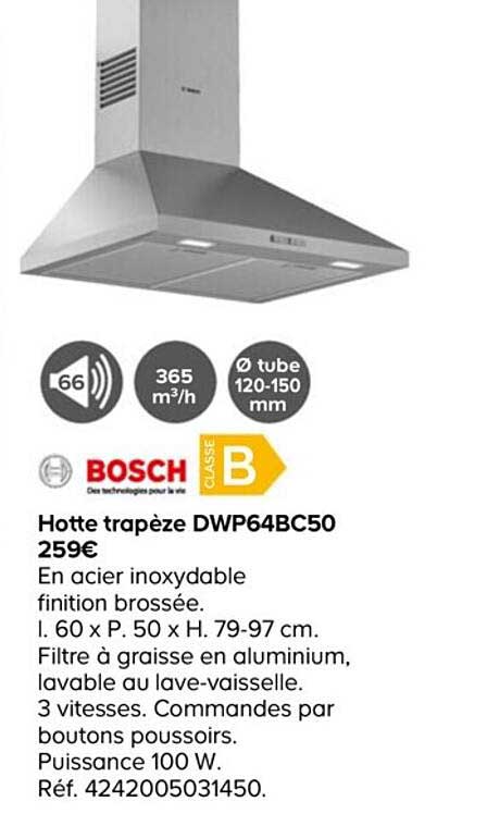 hotte trapèze dwp64bc50 bosch