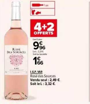 i.g.p. var rosé des sources 4+2 offerts