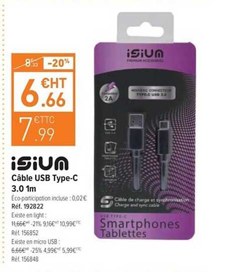 isiun câble usb type-c