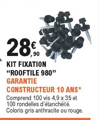 kit fixation "rooftile 980" garantie constructeur 10 ans