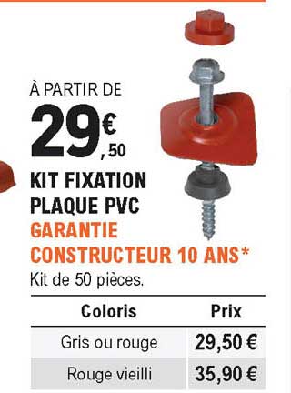 kit fixation plaque pvc garantie constructeur 10 ans