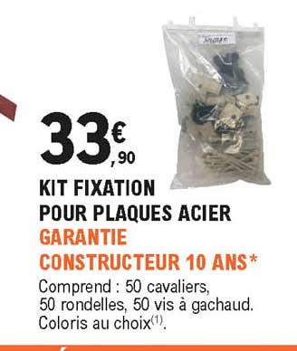 kit fixation pour plaques acier garantie constructeur 10 ans