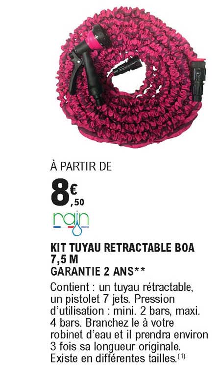 kit tuyau retractable boa 7.5 m rain