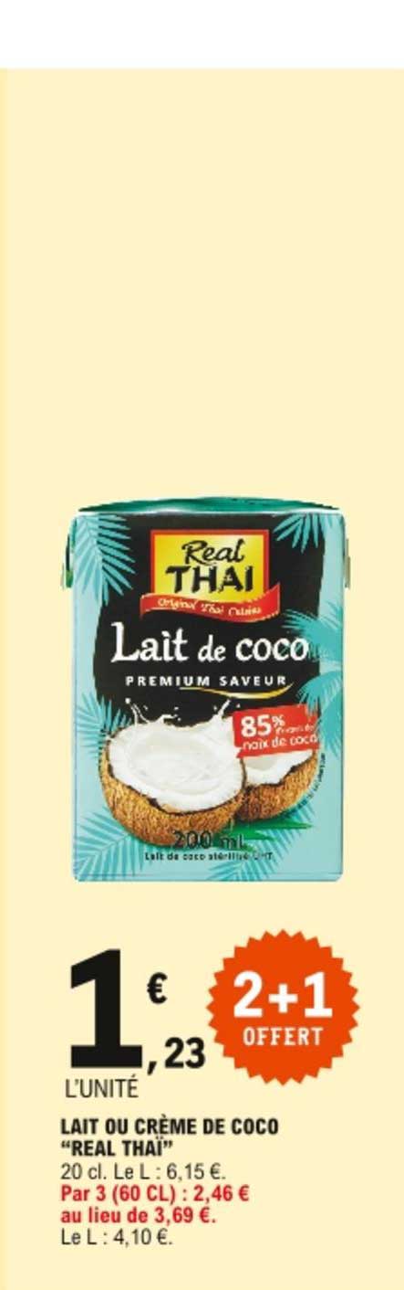 Lait Ou Crème De Coco Real Thaï 2+1 Offert