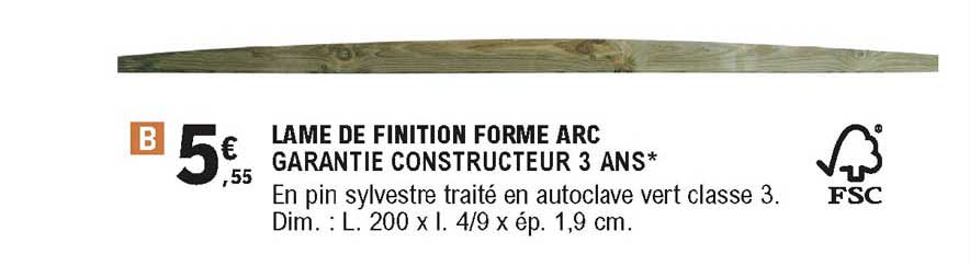 lame de finition forme arc