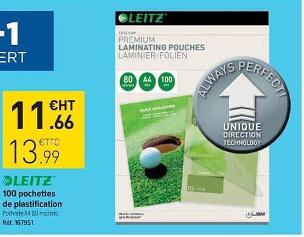 leitz 100 pochettes de plastification