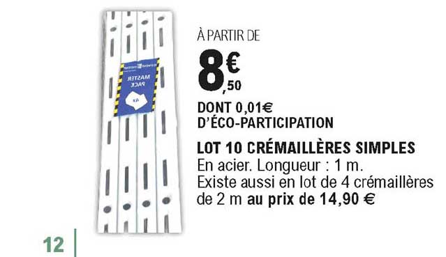 lot de 10 crémaillères simples