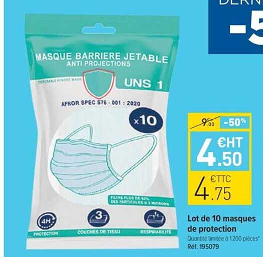 Lot De 10 Masques De Protection