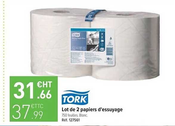 lot de 2 papiers d'essuyage tork