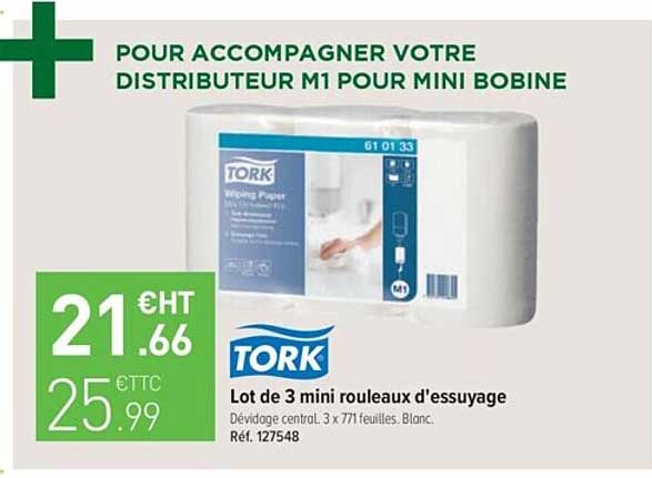 lot de 3 mini rouleaux d'essuyage tork