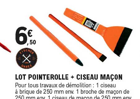 Lot Pointerolle + Ciseau Maçon