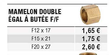 mamelon double égal à butée f-f