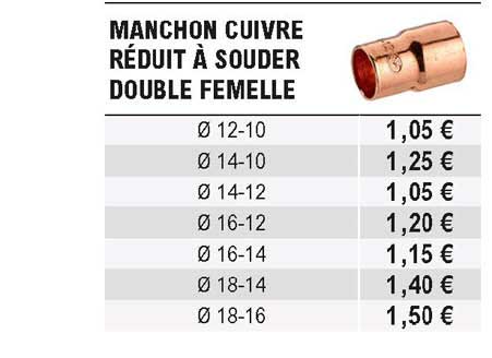 manchon cuivre réduit à souder double femelle