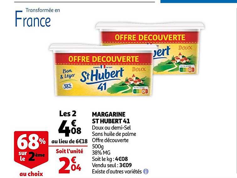 margarine st hubert 41 68% sur le 2ème au choix