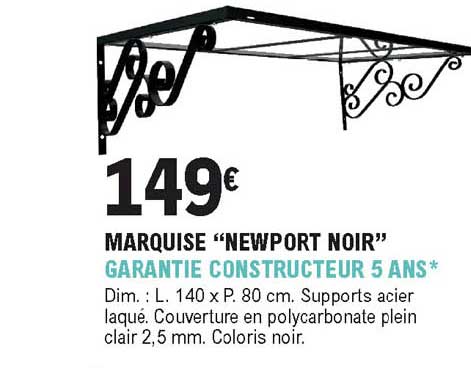 marqiuse "newport noir" garantie constructeur 5 ans