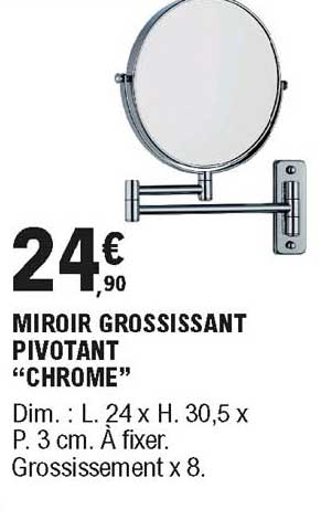 miroir grossissant pivotant chrome