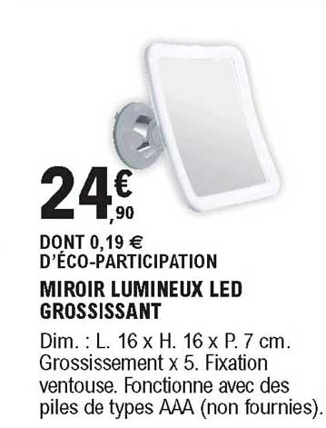 miroir lumineux led grossissant