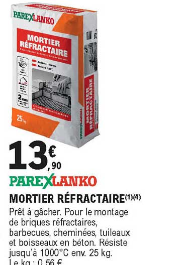 mortier réfractaire parexlanko