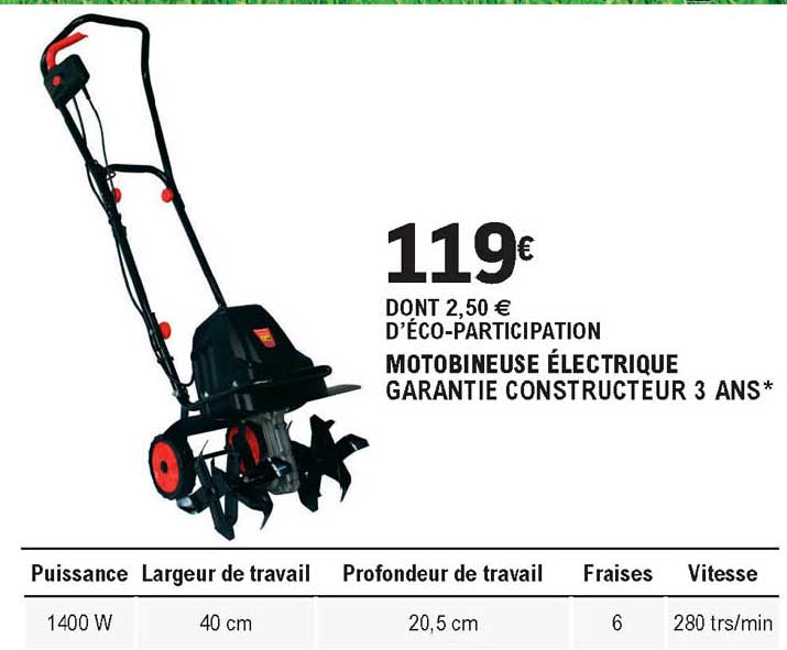 motobineuse électrique garantie constructeur 3 ans