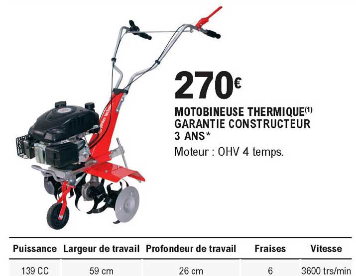 motobineuse thermique garantie constructeur 3 ans