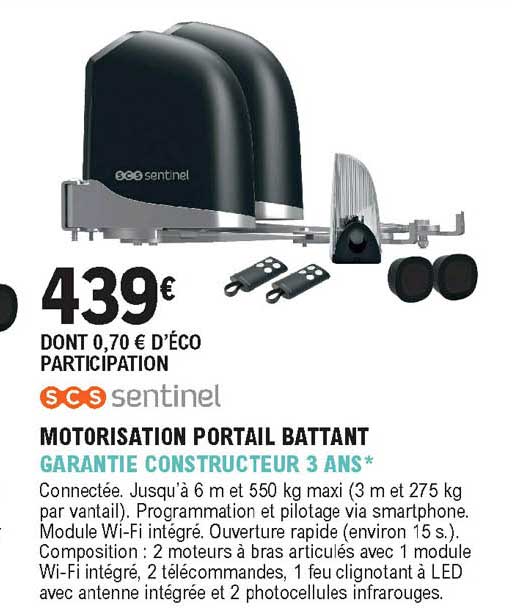 motorisation portail battan garantie constructeur 3 ans scs sentinel