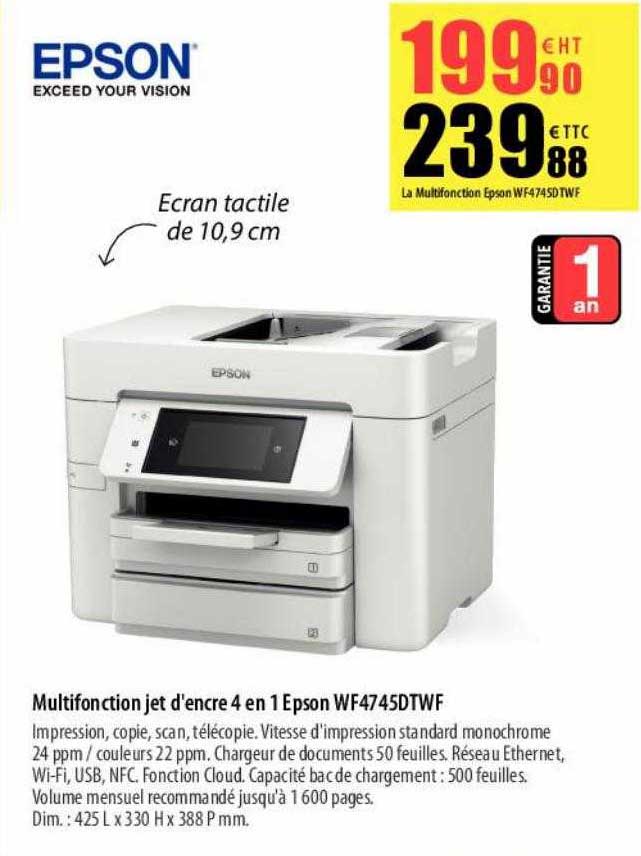 multifonction jet d'encre 4en1 epson wf4745dtwf