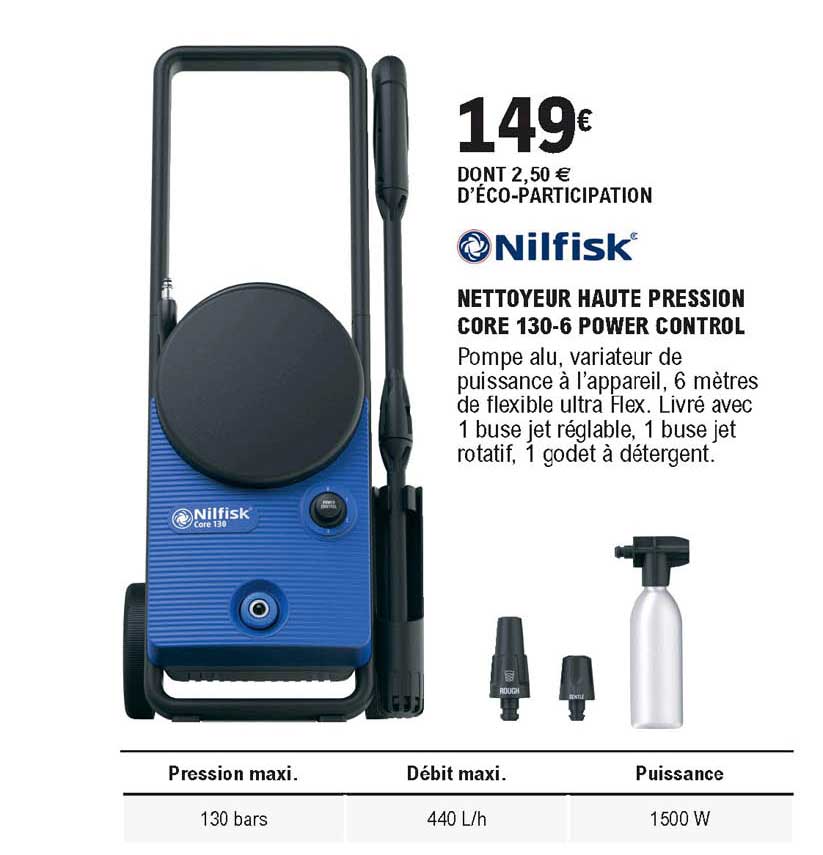 nettoyeur haute pression core 130-6 power control nilfisk