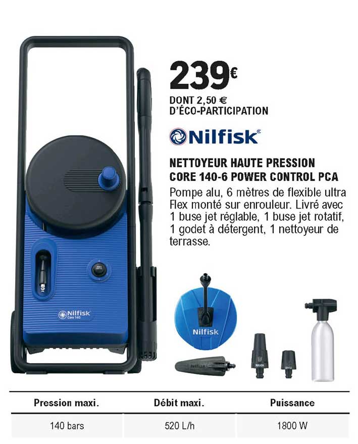 nettoyeur haute pression core 140-6 power control pca nilfisk