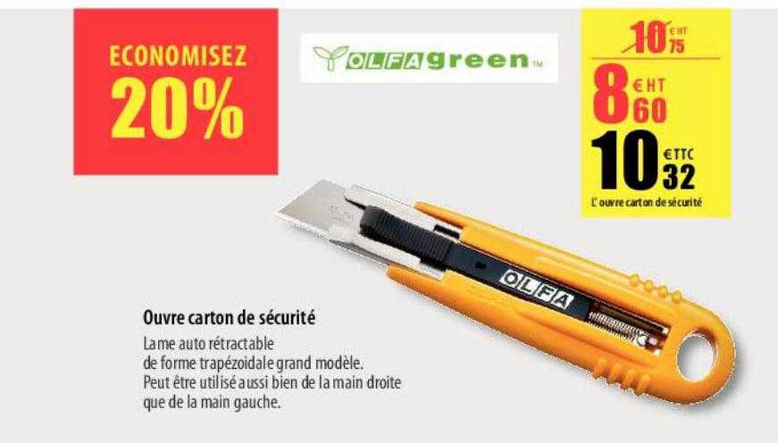 olfa green ouvre carton de sécurité