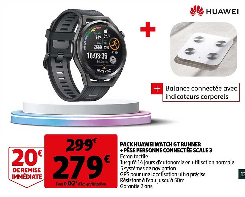 Pack Huawei Watch Gt Runner + Pèse Personne Connectée Scale 3