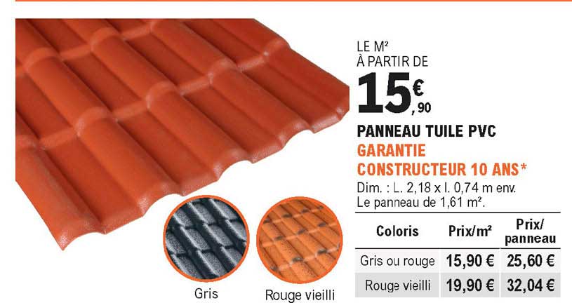 paneau tuile pvc garantie constructeur 10 ans