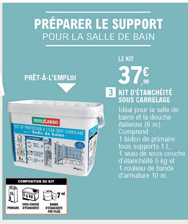 parexlanko kit d'étanchéité sous carrelage