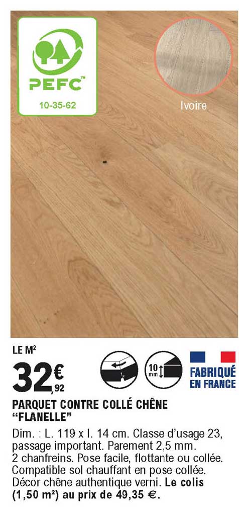 parquet contre collé chêne flanelle