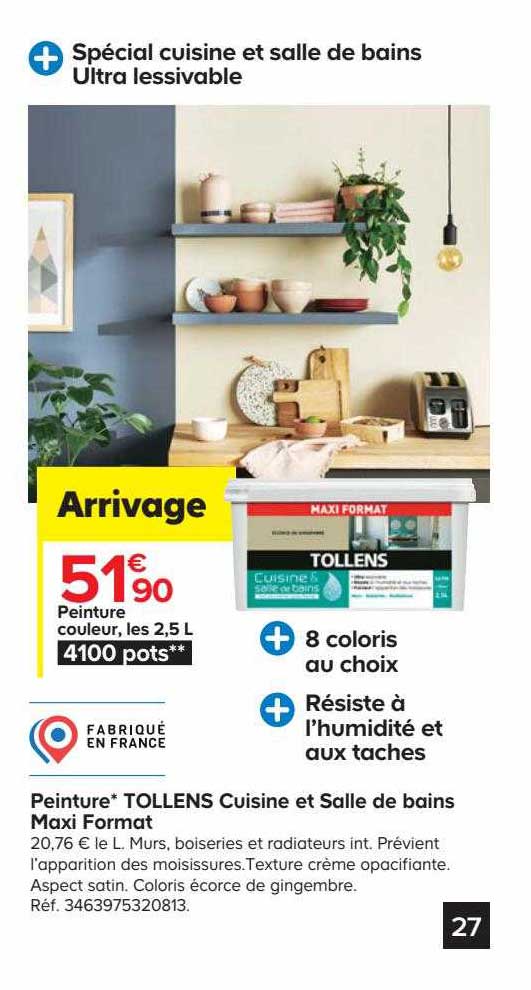 peinture tollens cuisine et salle de bains maxi format